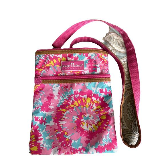 Simply Southern Handbags - Simply Southern PINK TURQUOISE Floral CROSSBODY Purse 10” X 8”